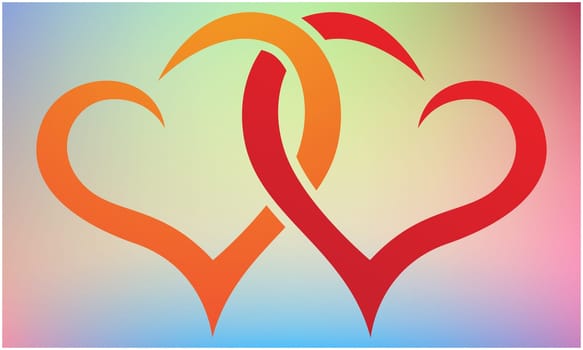 love hearts on abstract color background