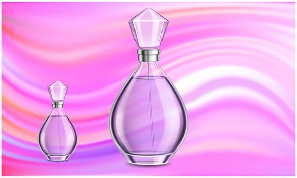 mock up illustration of female perfume on abstract background
