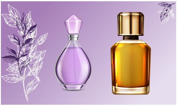 mock up illustration of couple perfume on abstract background
