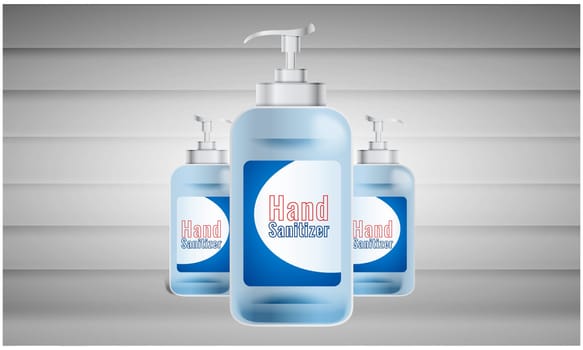 mock up illustration on hand sanitizer bottles on wooden background
