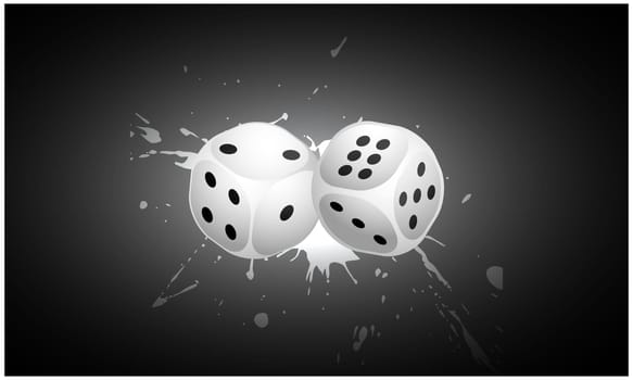 two dices on abstract dark background