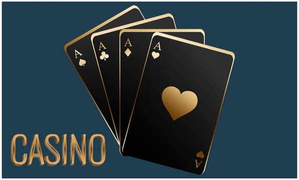 four aces of game casino on abstract background