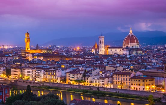 The city of Florence in the evening - panoramic view - Tuscany, Italy