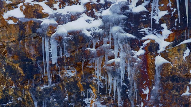 Ice cones in the snow-capped mountains - travel photography