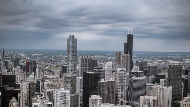 High Rise buildings of Chicago - aerial view - travel photography