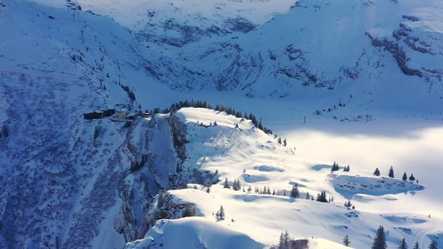 Wonderful snowy winter landscape in the Alps - aerial view - aerial photography