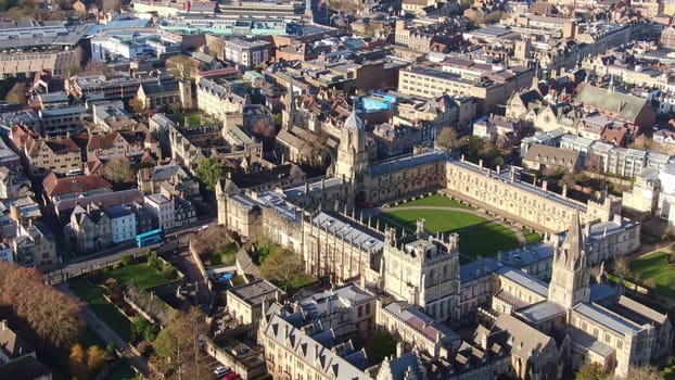 Christ Church University in Oxford from above - aerial view