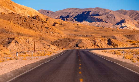 Scenic road in the desert of Nevada - Death Valley National Park - USA 2017