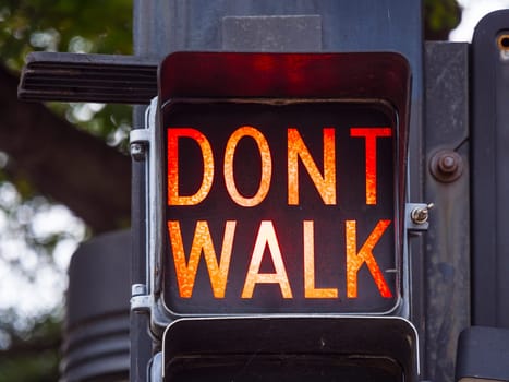 Walk - Dont Walk old traffic lights in Tulsa Downtown - USA 2017