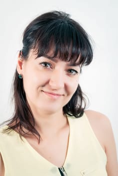 Casual pretty brunette girl closeup