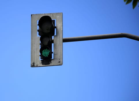 salvador, bahia / brazil - july 1, 2020: a traffic light is seen in the neighborhood of pernambues in the city of Salvador.