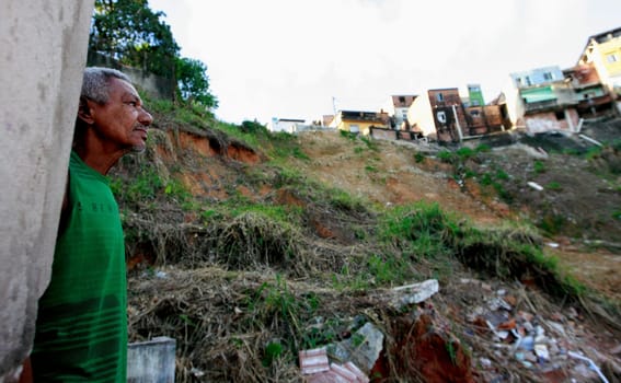 salvador, bahia / brazil - september 15, 2015: View of the slope on the hill of the community of Barro Branco in the city of Salvador. At the site 11 people died in a landslide.