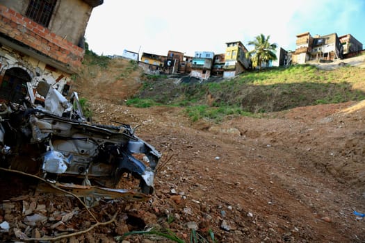 salvador, bahia / brazil - september 15, 2015: View of the slope on the hill of the community of Barro Branco in the city of Salvador. At the site 11 people died in a landslide.
