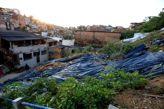 salvador, bahia / brazil - september 15, 2015: View of the hillside in the Morro do Marotinho community, in the Bom Jua neighborhood in the city of Salvador. On site 4 people died in a landslide.
