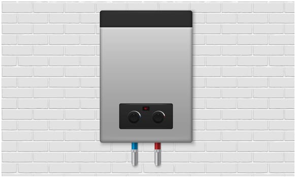 mock up illustration of electronic water heater on abstract background