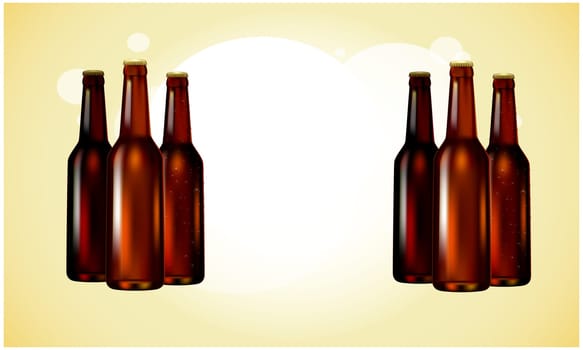mock up illustration of beer bottle on abstract background