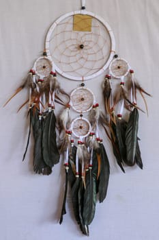 Real native dream catcher on pure white background.