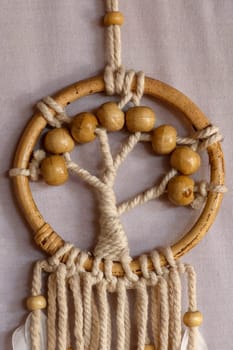 White dreamcatcher - Indian amulet that protects the sleeper from evil spirits and diseases.. The tree - symbol of life. White background.