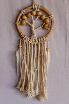 White dreamcatcher - Indian amulet that protects the sleeper from evil spirits and diseases.. The tree - symbol of life. White background.