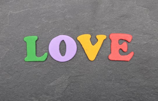 Term from colorful letters on slate board
