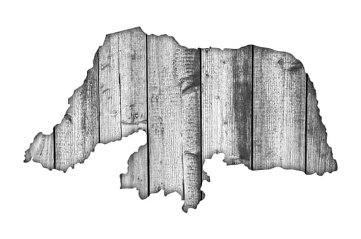 Map of Rio Grande do Norte on weathered wood