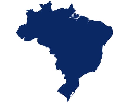 Karte von Brasilien in blauer Farbe