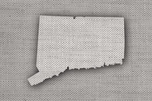 Map of Connecticut on old linen