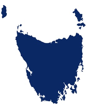 Karte von Tasmanien in blauer Farbe