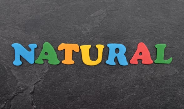 Term from colorful letters on slate board