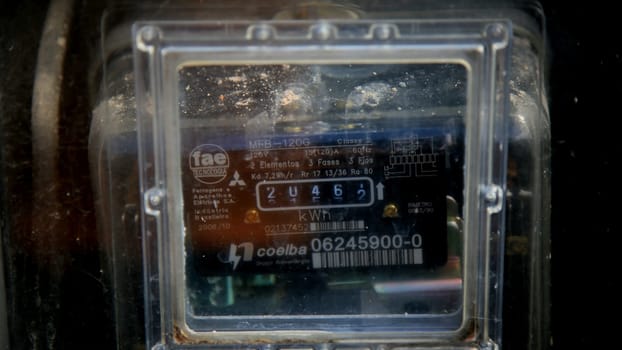 salvador, bahia / brazil - july 1, 2020: electricity meter is seen in a residence in the city of Salvador.