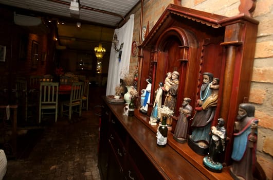 salvador, bahia / brazil - july 3, 2018: View of altar of religious works in residence in the city of Salvador..