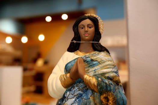 salvador, bahia / brazil - july 3, 2018: View of altar of religious works in residence in the city of Salvador..
