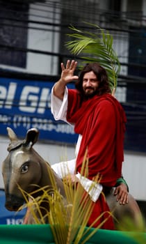 salvador, bahia / brazil - march 29, 2015: actor makes representation of Jesus Christ during the Ramos procession in Jerusalem. The action takes place in the city of Salvador....
