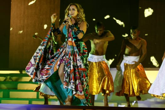 salvador, bahia / brazil - march 31, 2015: the singer Daniela Mercury is seen during a performance in the city of Salvador..
