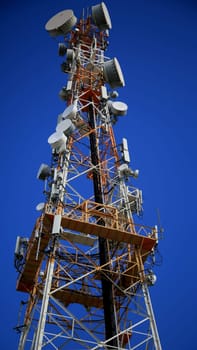 salvador, bahia / brazil - july 4, 2020: cell phone antenna and tv broadcast is seen in the Cabula neighborhood in the city of Salvador.