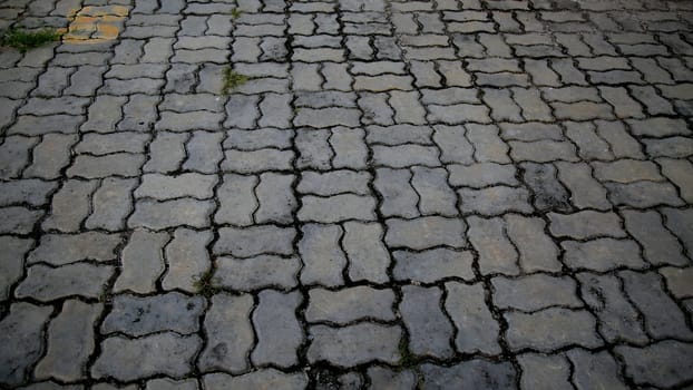 salvador, bahia / brazil - july 4, 2020: pavement made of concrete bricks is seen in the city of Salvador.