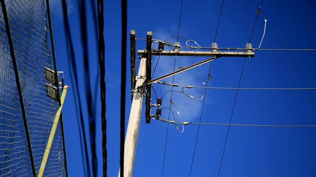 salvador, bahia / brazil - july 4, 2020: electricity grid pole is seen in the city of Salvador..