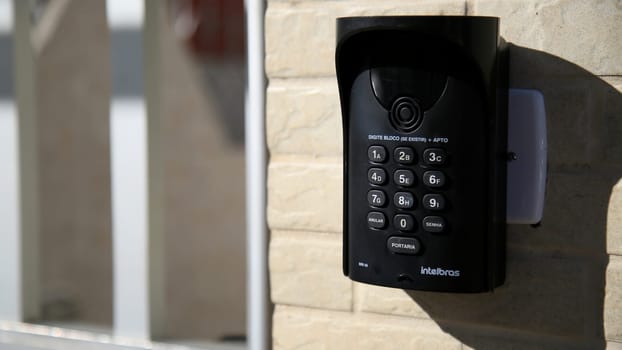 salvador, bahia / brazil - july 4, 2020: intercom is seen at home in the city of Salvador.