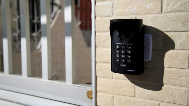 salvador, bahia / brazil - july 4, 2020: intercom is seen at home in the city of Salvador.