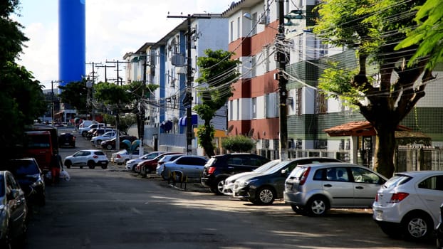 salvador, bahia / brazil - july 4, 2020: set of popular residential buildings in the neighborhood of Cabula in the city of Salvador...