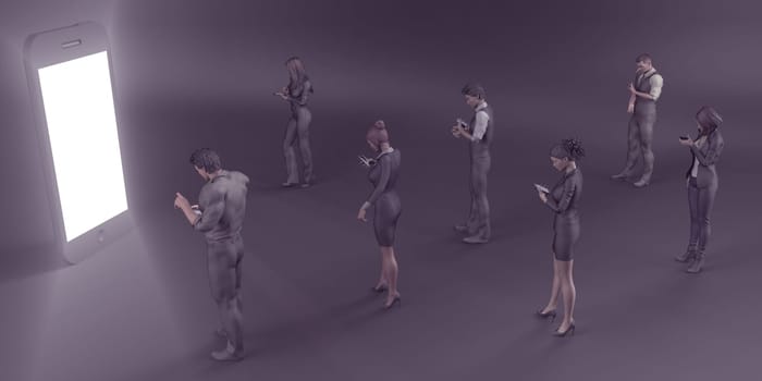 Handphone or Smartphone Addiction Among Adults Concept