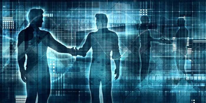 Companies Partnering Up in Technology Industry as Business Concept