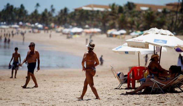 salvador, bahia / brazil - december 22, 2015: women are seen in bikinis on Stella Mares beach in the city of Salvador.