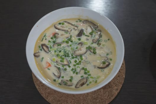 homemade steamed egg with vegetable, mushroom