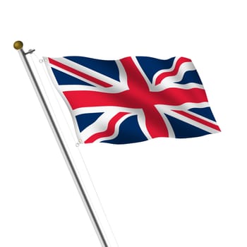 A Great Britain UK Flagpole Union Jack illustration on white with clipping path
