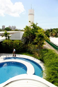 salvador, bahia / brazil - december 12, 2012: view of the swimming pool for treating patients at Sarah hospital in the city of Salvador. The work was done by the architect Joao Filgueiras o Lele.
