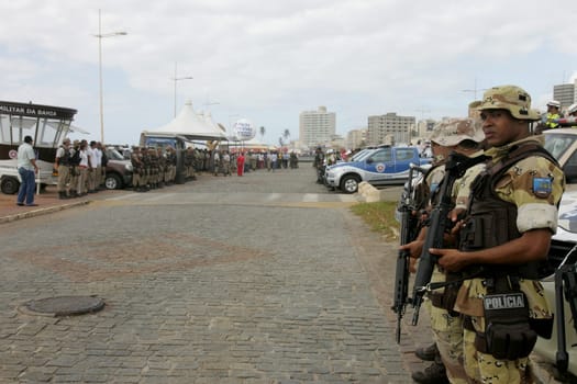salvador, bahia / brazil - december 14, 2012: agents of the military police of Bahia are seen during the presentation ceremony of the summer operation in the city of Salvador.