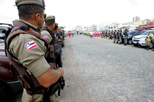 salvador, bahia / brazil - december 14, 2012: agents of the military police of Bahia are seen during the presentation ceremony of the summer operation in the city of Salvador.