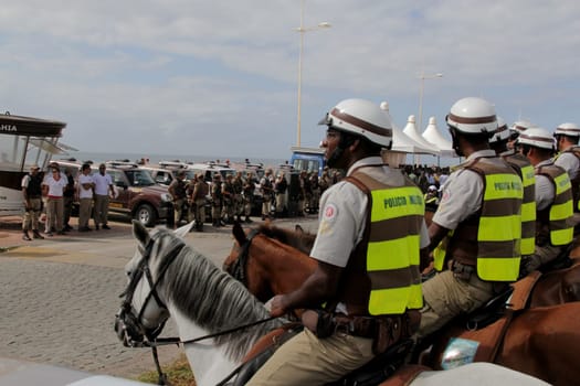 salvador, bahia / brazil - december 14, 2012: agents of the military police of Bahia are seen during the presentation ceremony of the summer operation in the city of Salvador.