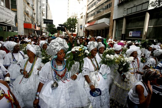 salvador, bahia / brazil - january 14, 2016: baianas are seen during a procession with disetino the church of Bonfim in the city of Salvador..